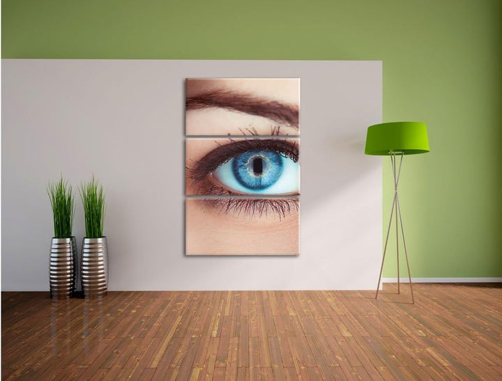 Pixxprint Auge Einer Frau 3-Teiler Leinwandbild 120x80 Bild auf Leinwand