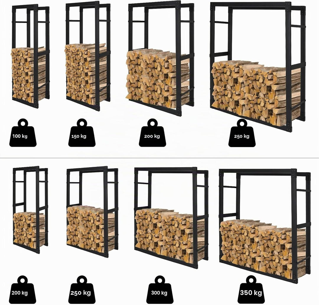 Ikodm kaminholzregal Innen und Aussen, Metall Brennholzregal aussen 80 x 25 x 150CM, Holzstapelhilfe