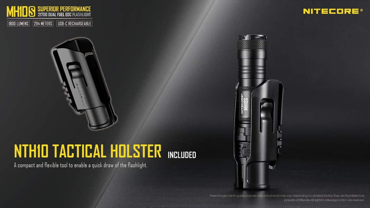 Nitecore LED Taschenlampe MH10S - Leuchtleistung max. 1.800 Lumen - 131 mm lang - Per USB-C aufladba