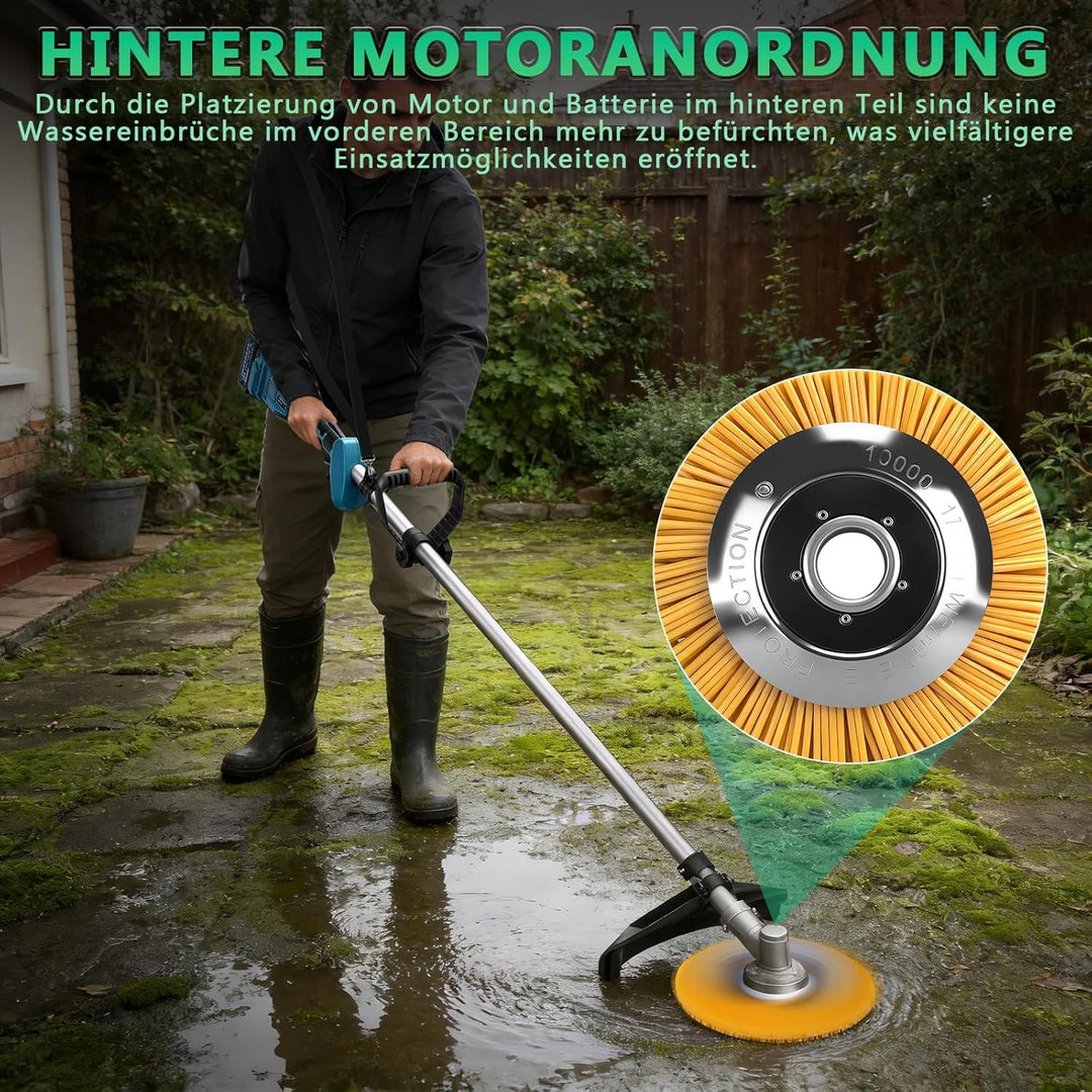 7-IN-1 Akku Rasentrimmer mit 2 x 4Ah Akkus, 1380W Bürstenloser Freischneider Akku mit 7 Klingen und
