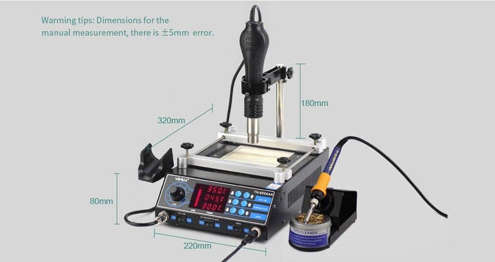 Yihua 853AAA 3 in 1 Vorheizung-Heissluft-Lötstation 1270W CPU-PID-Regler BGA Rework Station ESD