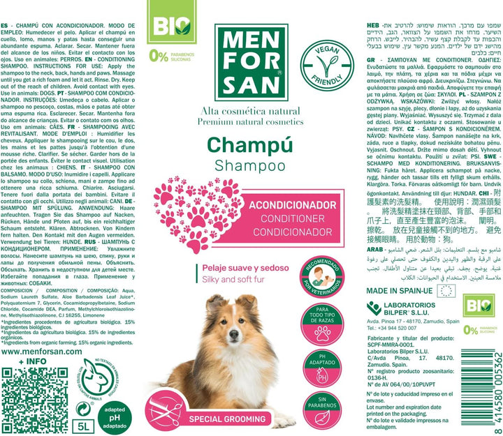 Menforsan Shampoo Conditioner Hunde 5 Liter, erleichtert das Entwirren, hilft beim Lösen 5000 ml, 50
