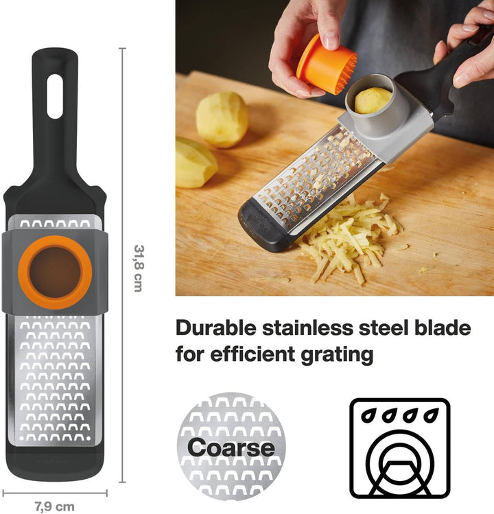 Fiskars Handreibe, Grob, Masse: 32 x 8 cm, Metall/Kunststoff, Functional Form, 1014410, Schwarz Grob