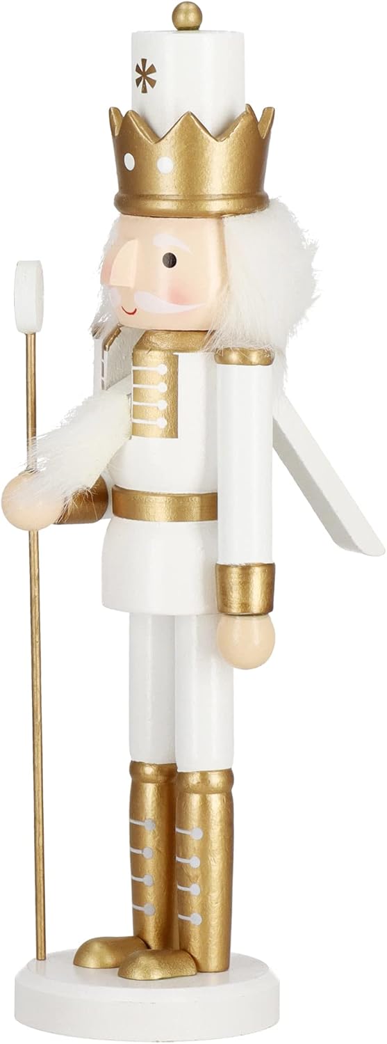 SPRINGOS Dekofigur Nussknacker Figur aus Holz König mit Zepter 30,5 cm Weihnachtsdekoration Holzfigu