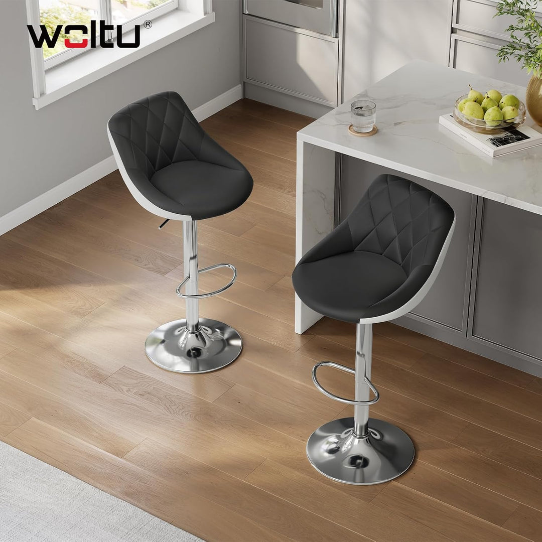 WOLTU BH30sz-2 Design 2 farbig Barhocker mit Griff 2er Set, stufenlose Höhenverstellung, verchromter