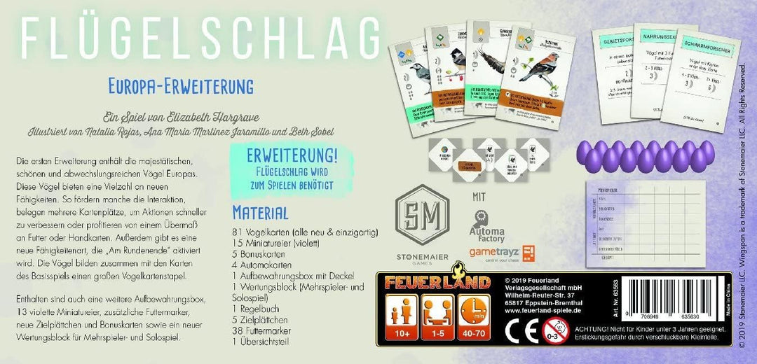Feuerland Spiele 63563 Europa-Erweiterung, 1-5 spieler, Ab 10 Jahren