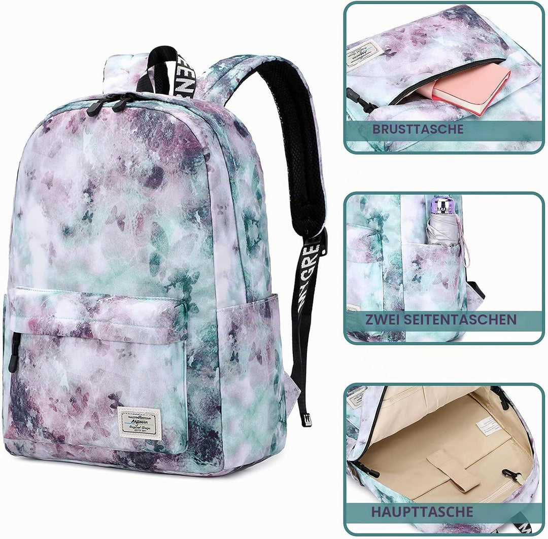 Lohol Leichter Schulrucksack für Mädchen, Kinder-Schulranzen-Rucksack mit Aufdruck (Batiken Schmette