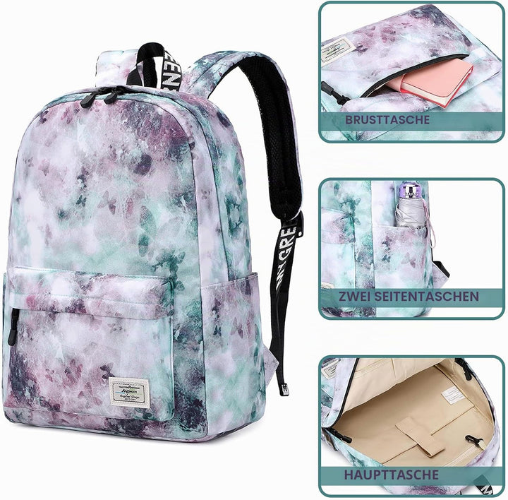 Lohol Leichter Schulrucksack für Mädchen, Kinder-Schulranzen-Rucksack mit Aufdruck (Batiken Schmette