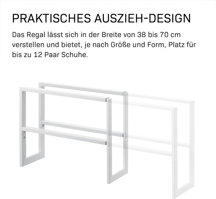 Extendable shoe rack 2 tier - Line - white Weiss Single, Weiss Single