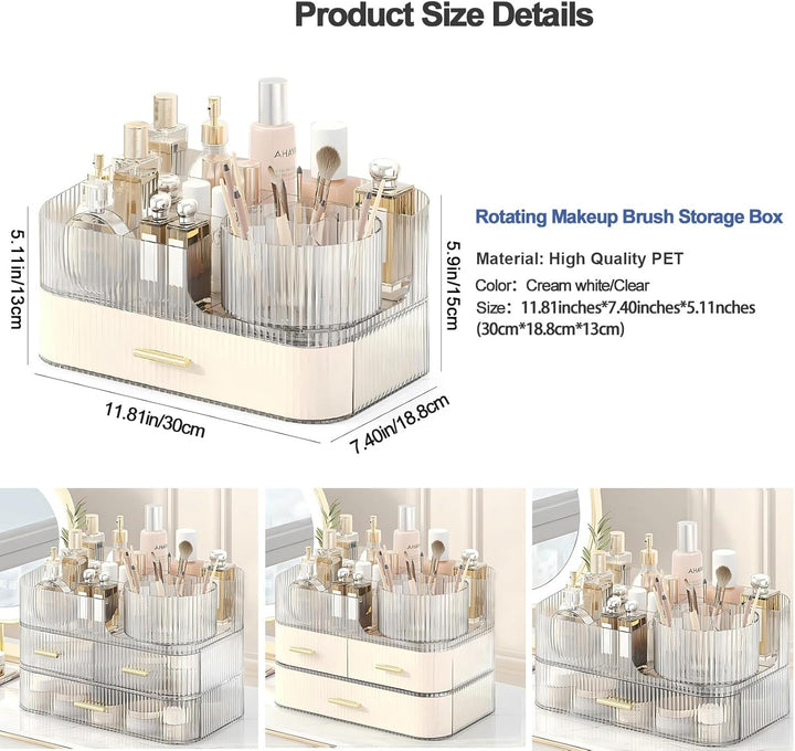 DASITON Make Up Kosmetik Organizer, 360° Drehbar Make Up Pinsel Organizer, Grosser Kosmetik Aufbewah