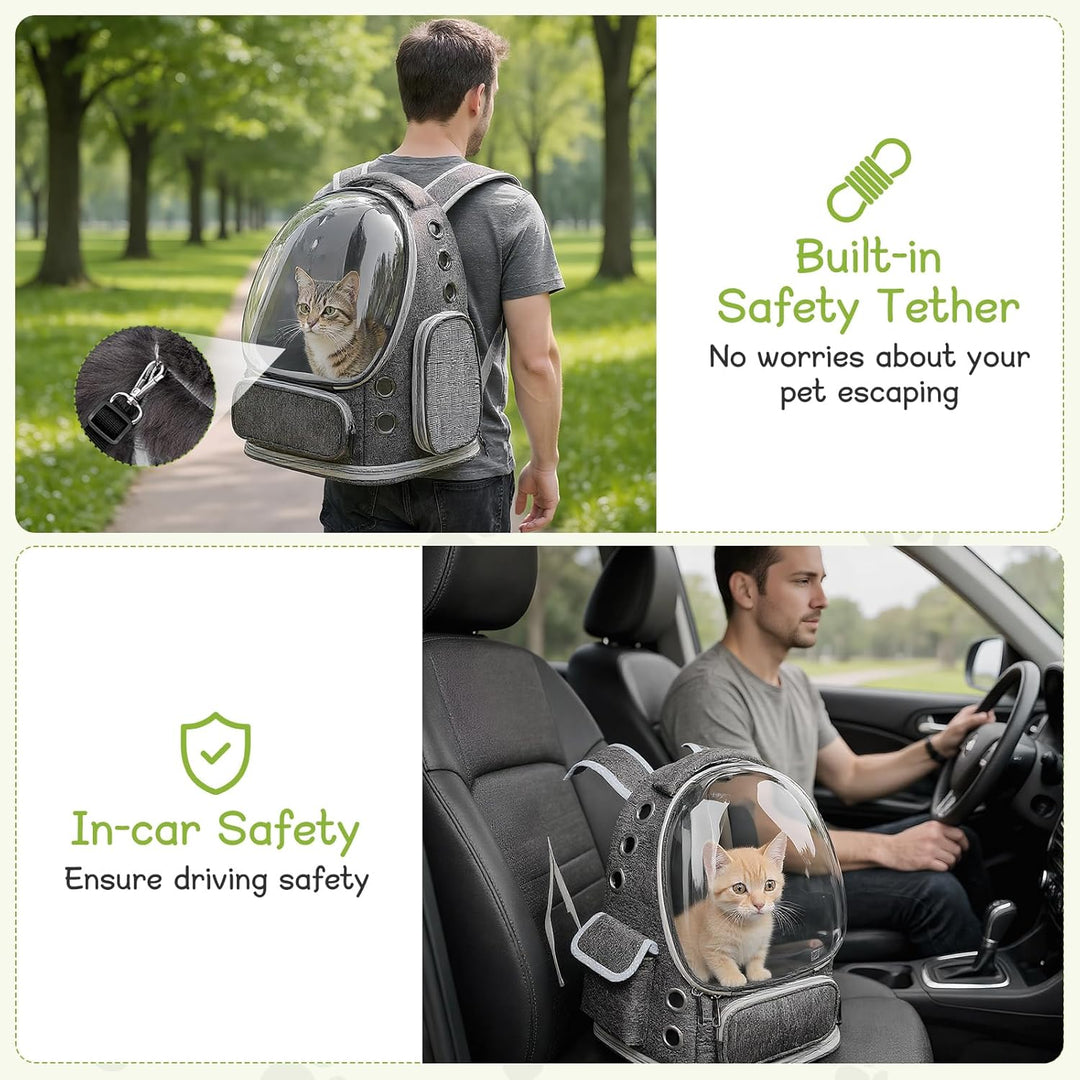 Katzenrucksack Bubble Transparent, Haustier Rucksack mit Netzfenster - Tragbarer & Faltbarer Hundetr