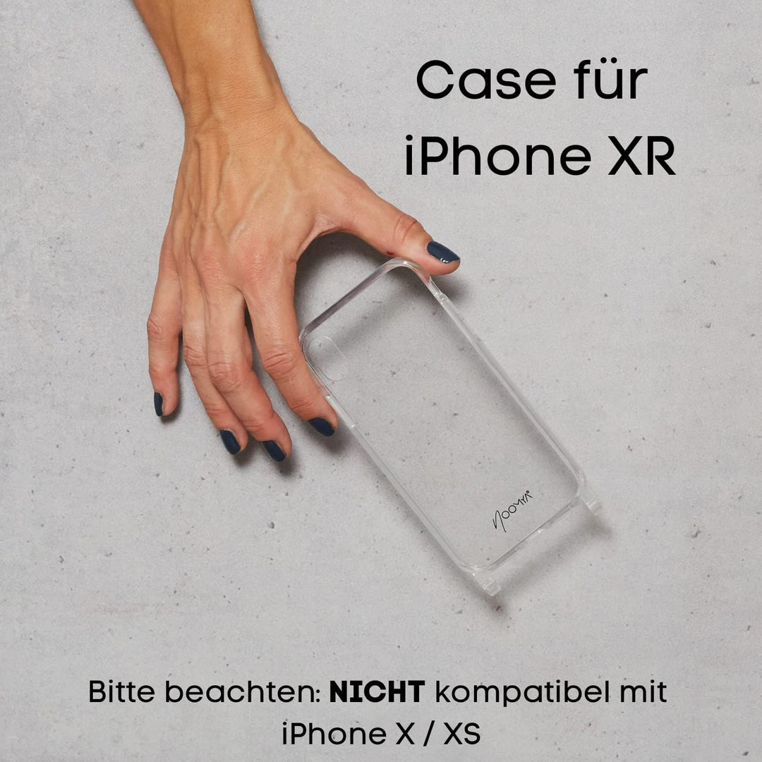 NOOMYA® Premium Fashion Handykette | Set Handyhülle iPhone XR &amp; Handyband True Blue | Handygurt zum