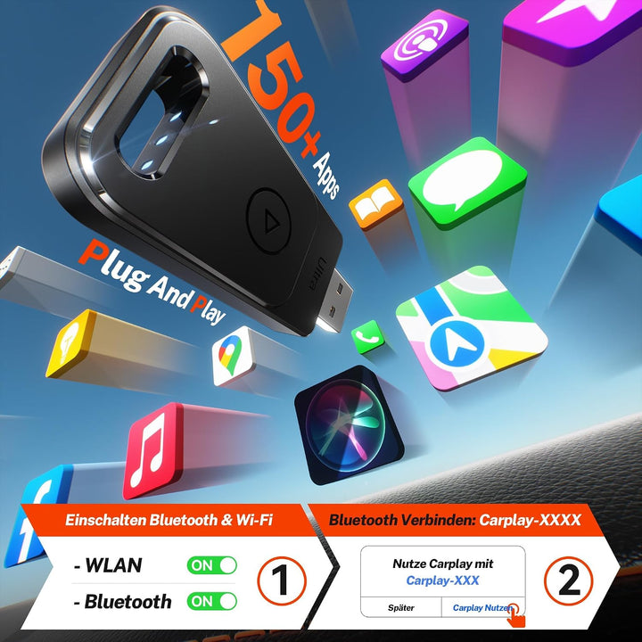 für Apple Carplay Wireless Adapter, Autoverbindung, Keine Latenz, Plug&Play, Wireless Carplay Adapte