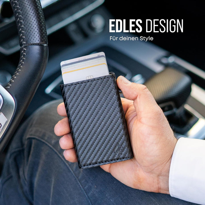CARD Nine® Kartenetui mit RFID-Schutz - Smart Wallet - Pop-Up-Geldbörse - Cardholder - Portemonnaie