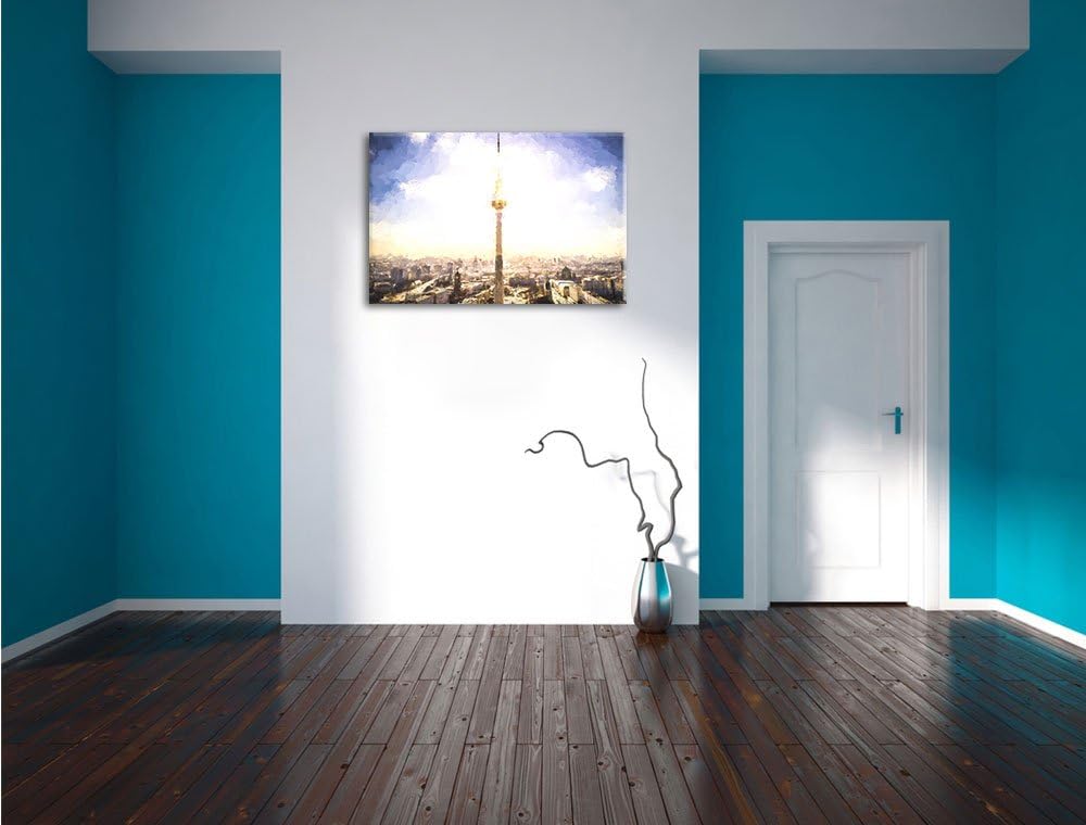 Pixxprint Berliner Fernsehturm als Leinwandbild/Grösse: 100x70 cm/Wandbild/Kunstdruck/fertig bespann
