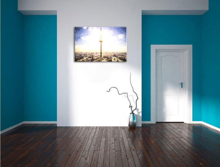 Pixxprint Berliner Fernsehturm als Leinwandbild/Grösse: 100x70 cm/Wandbild/Kunstdruck/fertig bespann