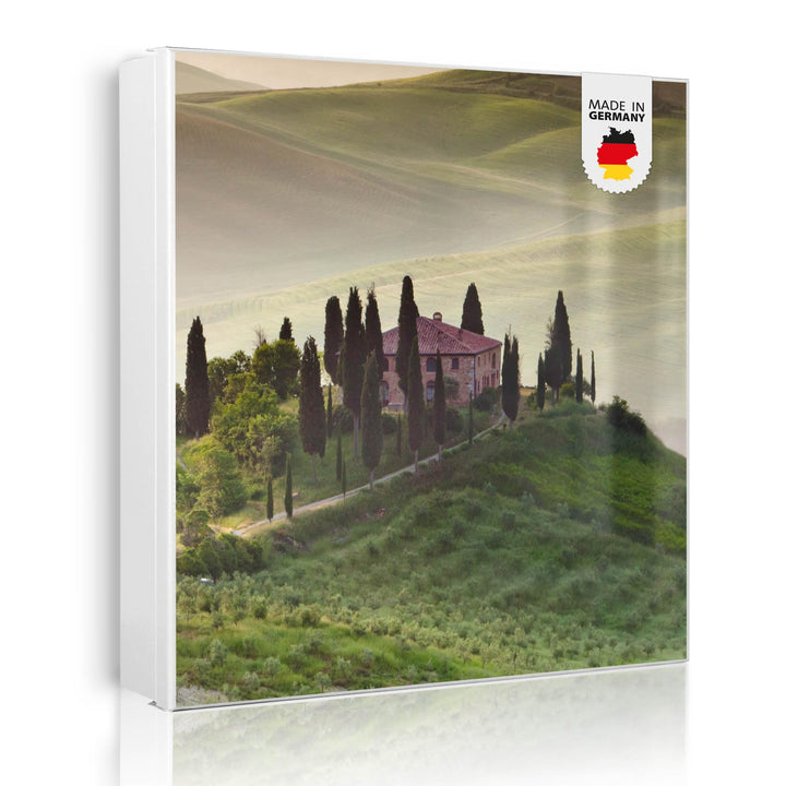 banjado® Grosser Schlüsselkasten Glas/Schlüsselbox 30cm x 30cm mit 50 Haken - Motiv Toscana/Schlüsse