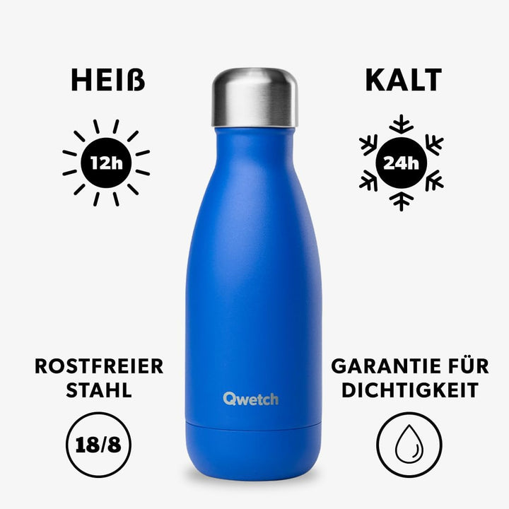 Qwetch - Trinkflasche Originals Edelstahl Isolierflasche 260ml MajorelleBlau - Thermosflasche 24h Ka