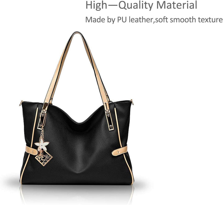 Nicole&Doris Neue Handtasche Damen Schultertasche Henkeltaschen für Frauen Tasche Messenger Bag Blac