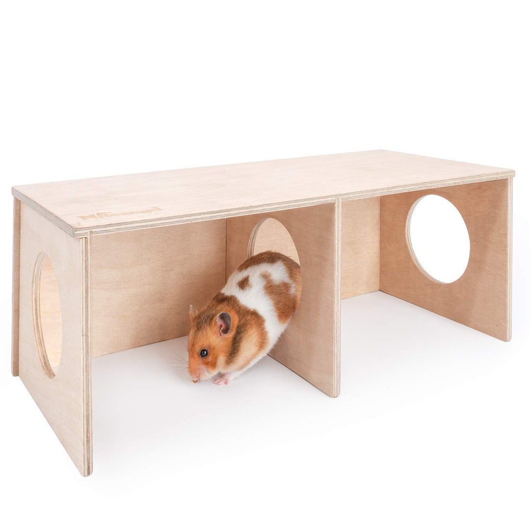 Niteangel Hamster Secret Peep Schuppen 2-Kammer Versteck & Tunnel Erkundungs-Spielzeug, Small - for
