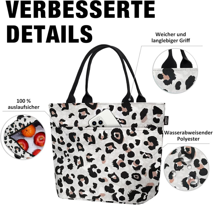 Kühltasche Klein Leicht Lunch Tasche Isoliertasche zur Arbeit Schule Faltbar Wasserdicht Reissversch