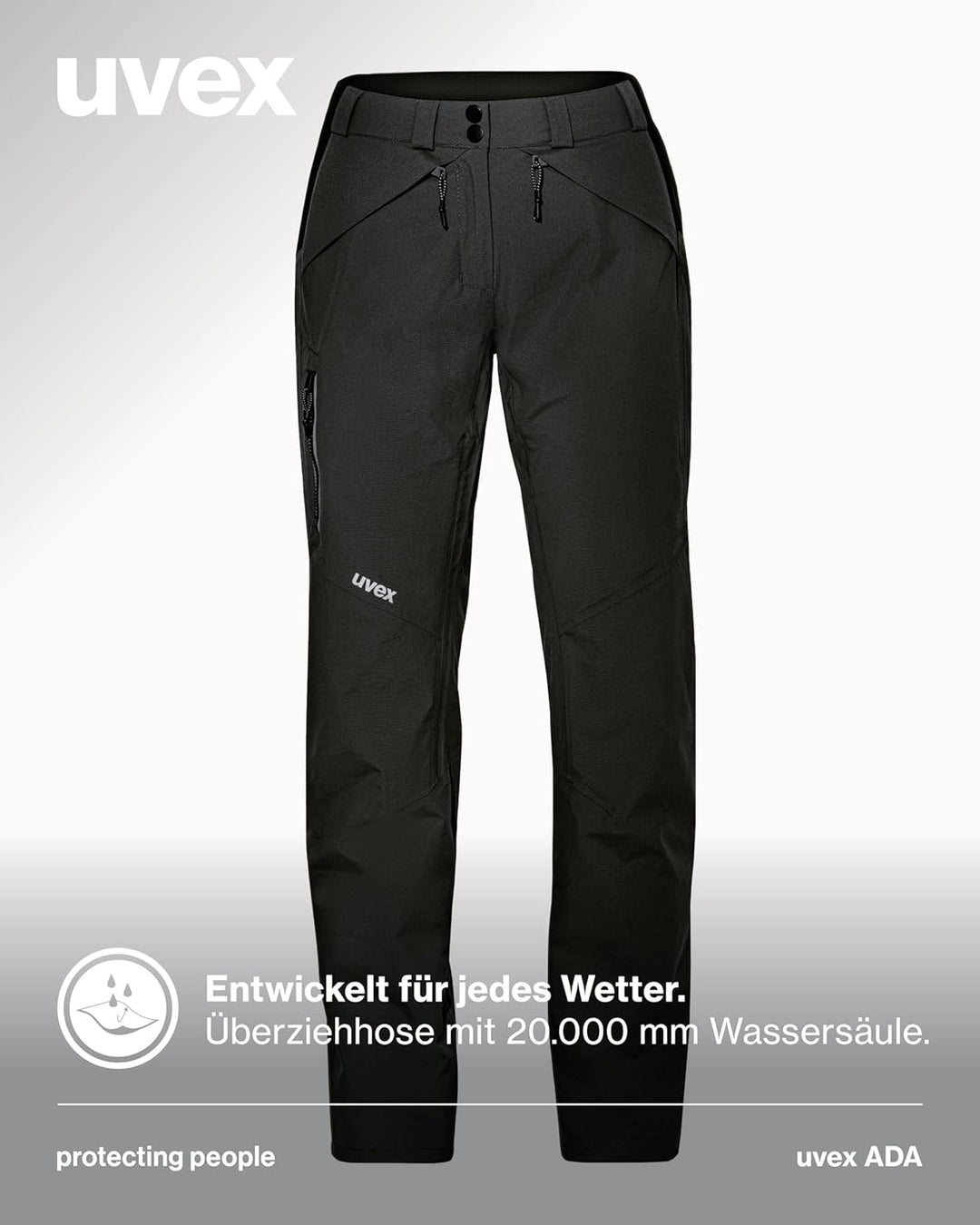 Uvex ADA 7634 Damen-Wetterhose - bei Wind & Regen - Atmungsaktiv & Wasserfest 42 Schwarz, 42 Schwarz