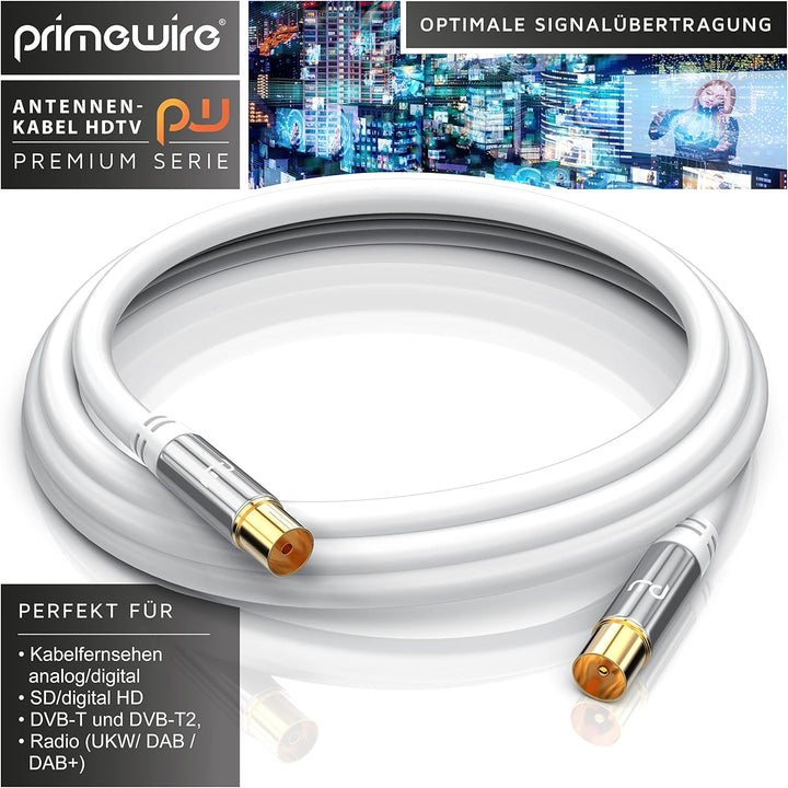 CSL - 15m Antennenkabel 8k 4k HDTV 135Db 75 Ohm - Premium Koaxialkabel - Full HD 4K UHD - Koax Steck