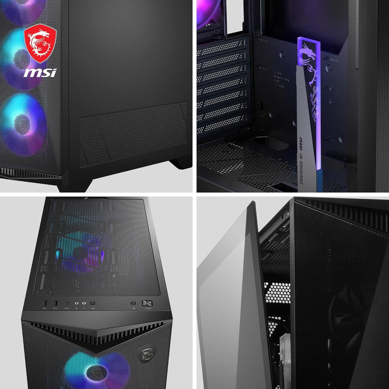 MSI MPG GUNGNIR 300R Airflow Mid-Tower PC-Gehäuse - E-ATX Unterstützung, Grafikkartenständer, schalt