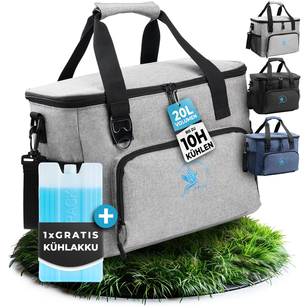 Obics Kühltasche klein 20L & Gross 30L, Kühlbox faltbar mit Flaschenöffner Lunchtasche Herren - lang