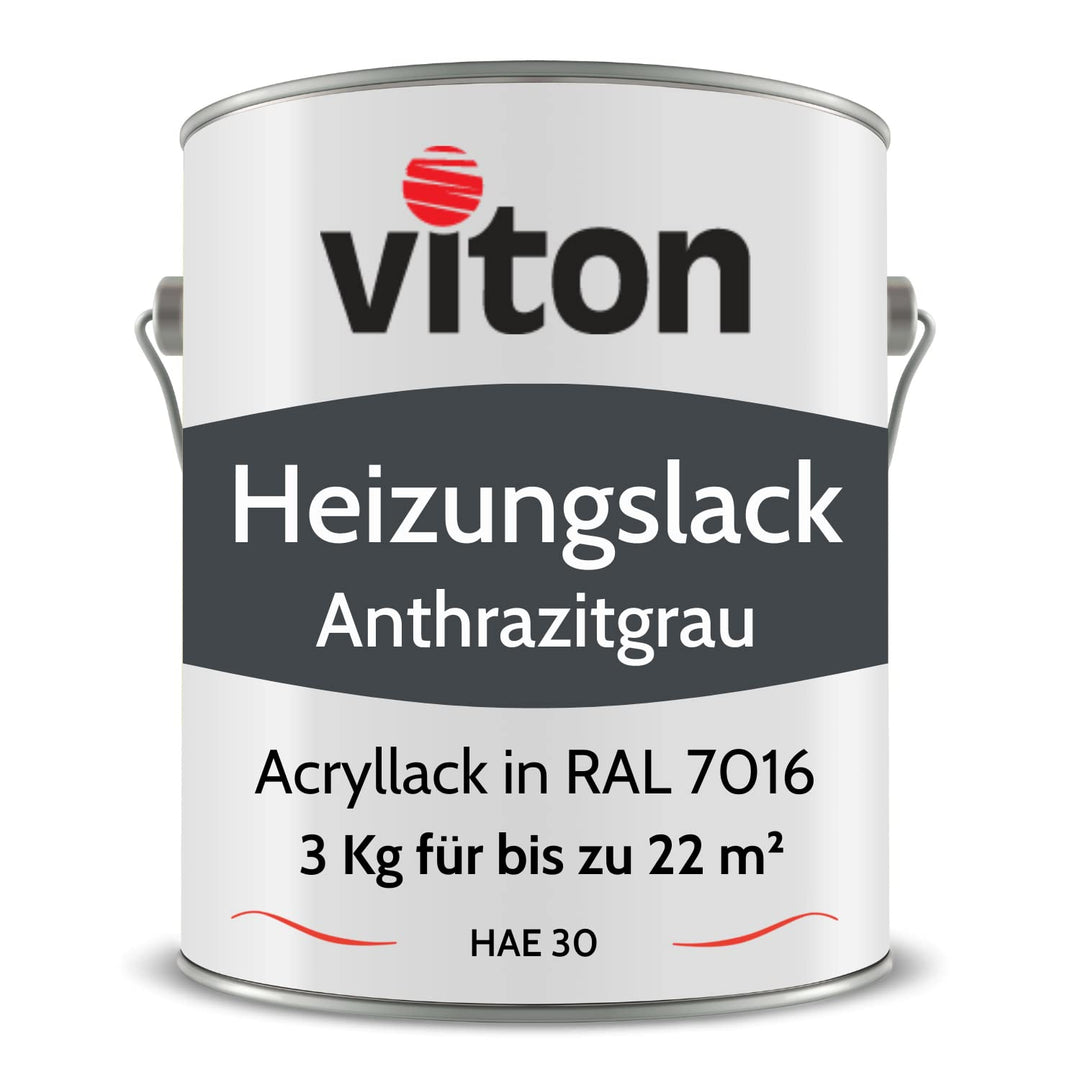 Viton Acryllack für Heizkörper - 3 Kg - Seidenmatt Anthrazit - UV- &amp; Hitze-beständig - Heizkörperfar