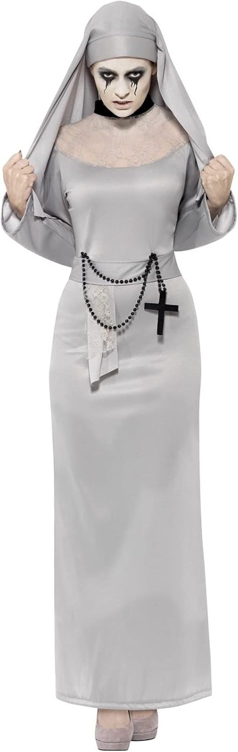 KULTFAKTOR GmbH Zombie-Nonne Halloween Damenkostüm grau S, S