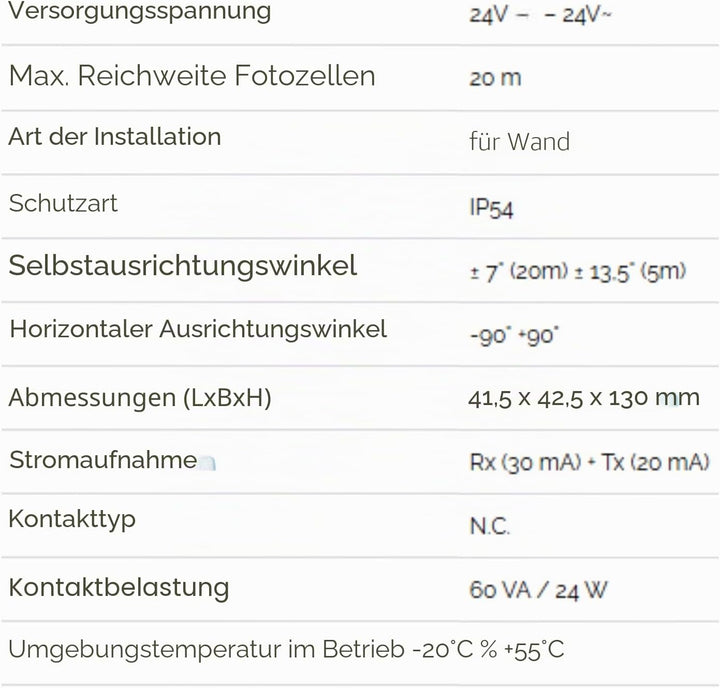 FAAC Xp20 D Lichtschranke schwenkbar 20 m