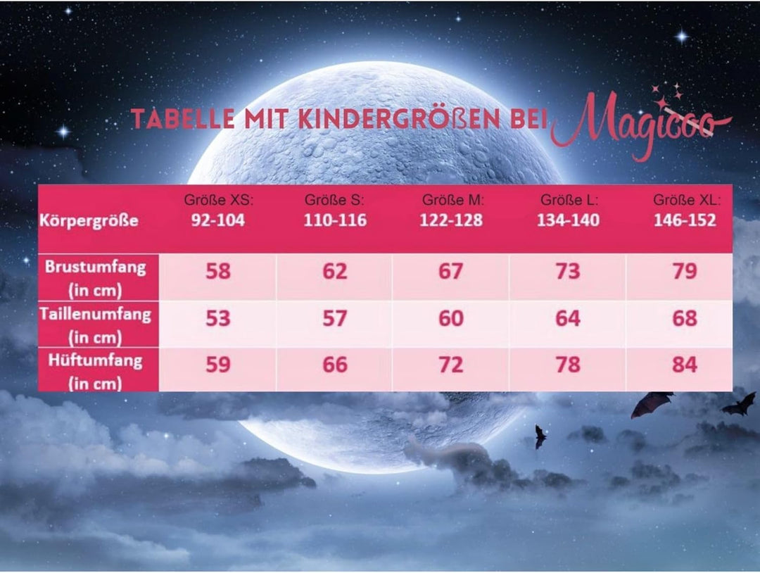 Magicoo Vampir Kostüm Kinder Mädchen Halloween - Vampirkleid mit Kragen & Kette - Vampirkostüm Kind