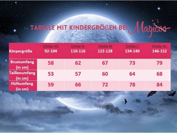 Magicoo Vampir Kostüm Kinder Mädchen Halloween - Vampirkleid mit Kragen & Kette - Vampirkostüm Kind