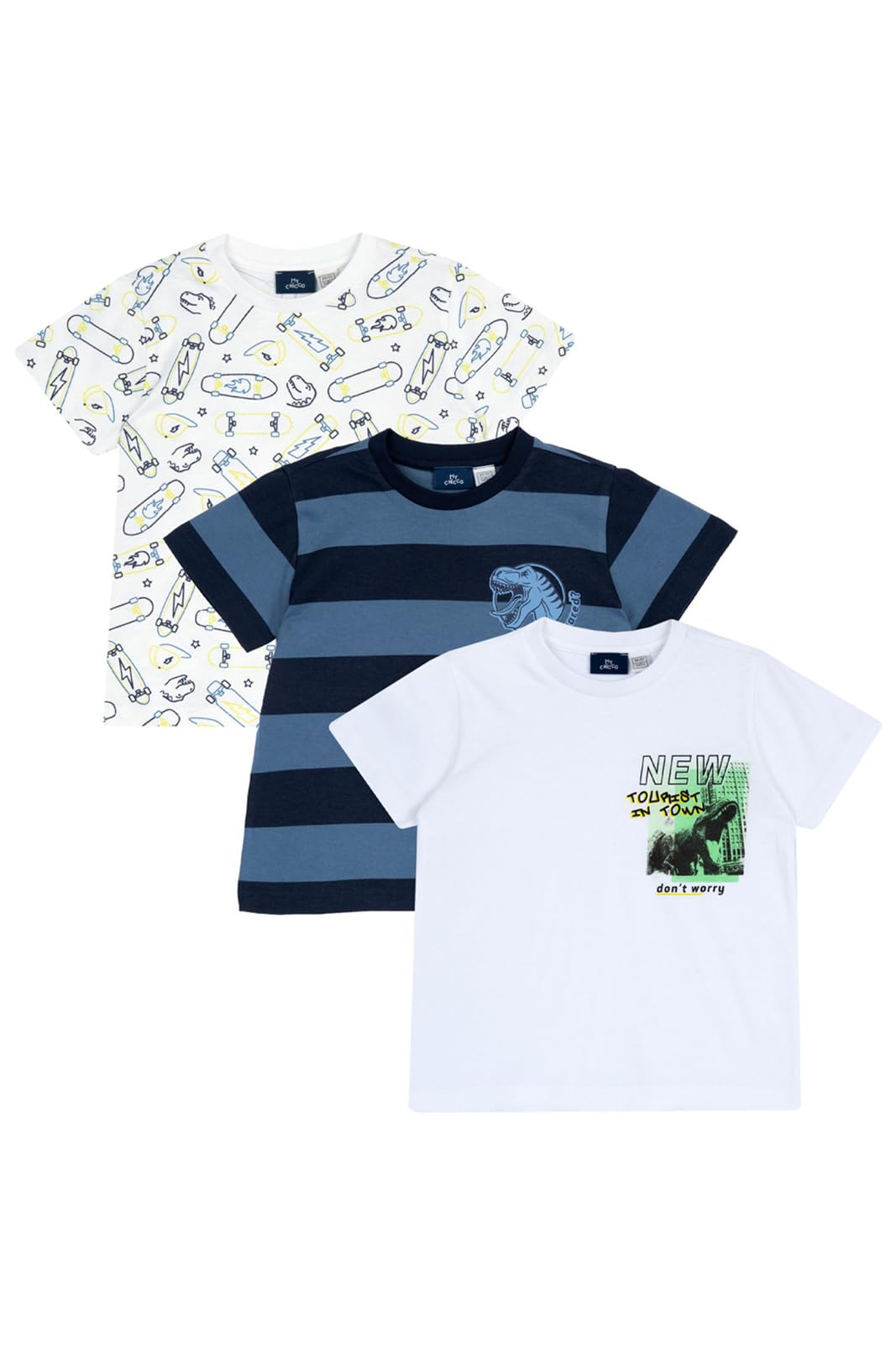 Chicco, Set Kurzarm T-Shirt aus Baumwolle, Jungen 12 Monate Weiss, 12 Monate Weiss