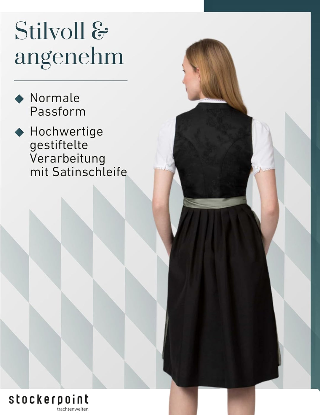 Stockerpoint Damen Schürze Kristin Dirndlschürze, Salbei, Regular