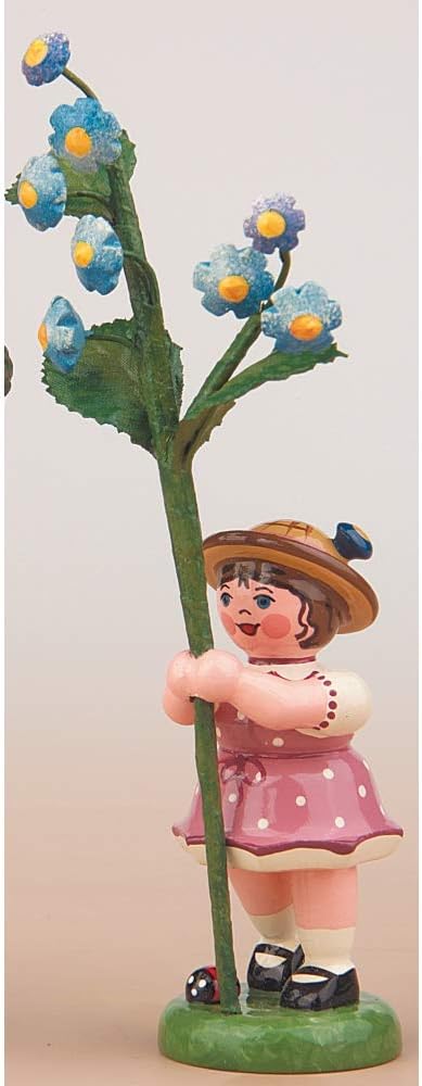 Hubrig Blumenmädchen 11cm Blumenkind mit Vergissmeinnicht Erzgebirge