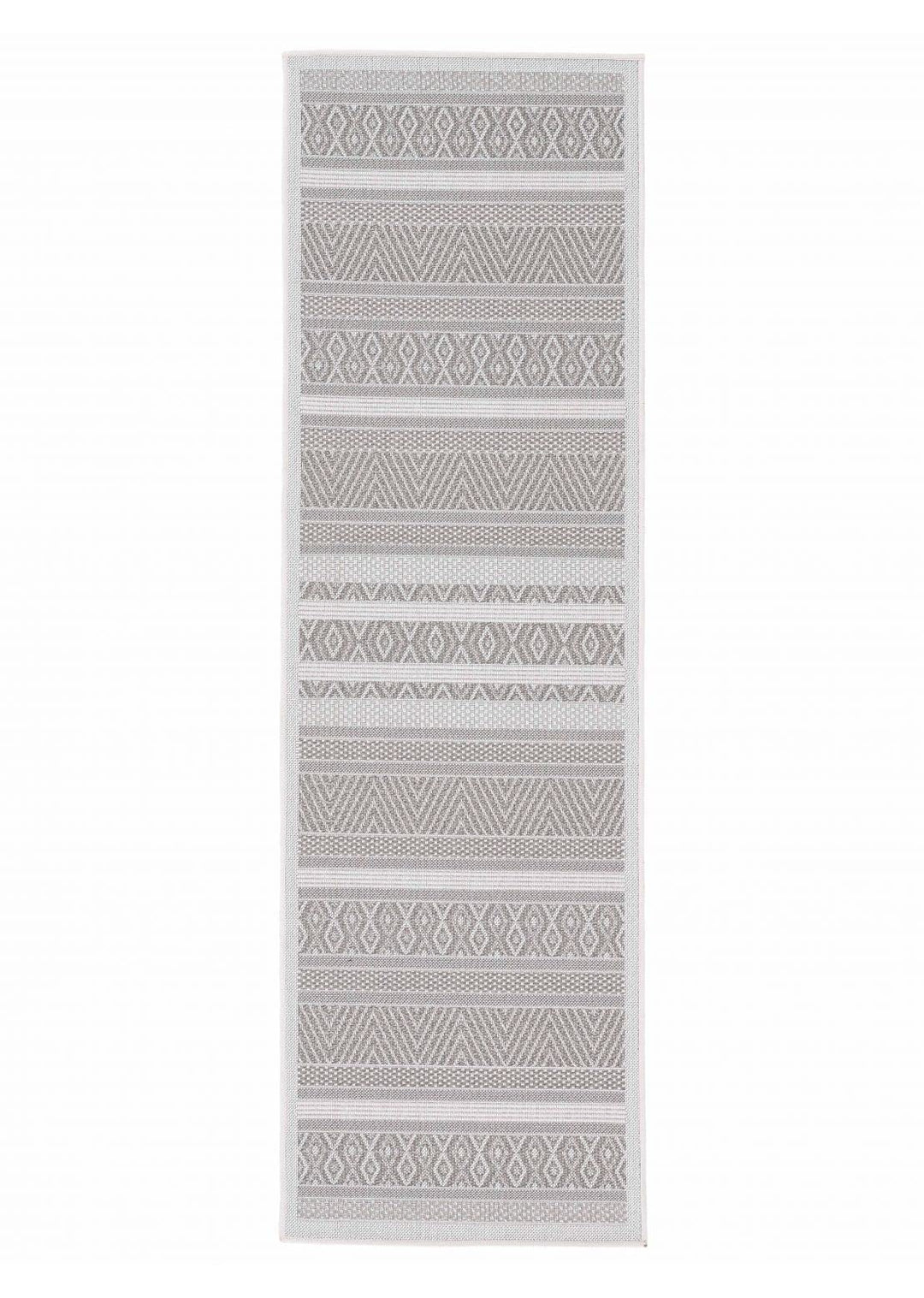 carpetfine In- und Outdoor Teppich Boho Läufer Beige Flachgewebeteppich 60x180 cm | Moderner Teppich