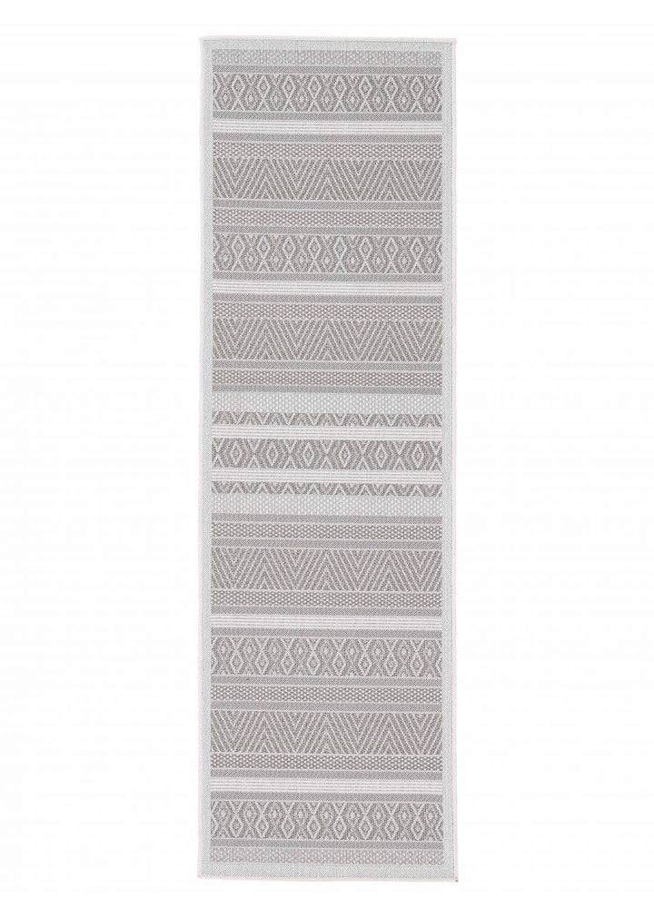 carpetfine In- und Outdoor Teppich Boho Läufer Beige Flachgewebeteppich 60x180 cm | Moderner Teppich
