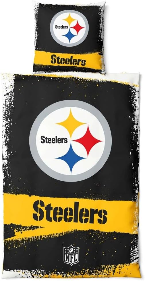 Pittsburgh Steelers NFL Bettwäsche Set ** Raw ** Baumwolle, Reissverschluss, 135x200 cm Bettdeckenbe