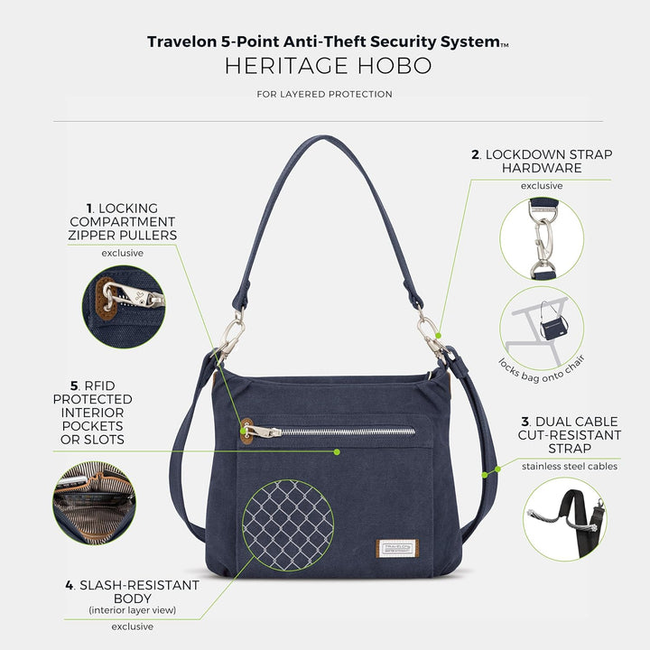 Travelon Anti-theft Heritage Hobo Bag Indigo/Mandala-traum, Indigo/Mandala-traum