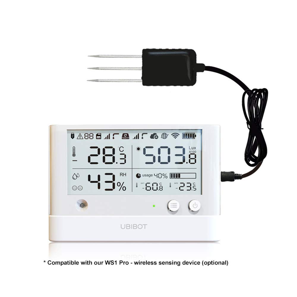 UbiBot RS485 Bodentemperatur- und Feuchtigkeitssensor für den Garten, Bodentester aus Edelstahl, (US