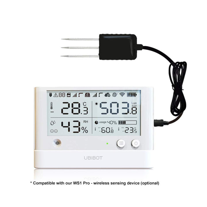 UbiBot RS485 Bodentemperatur- und Feuchtigkeitssensor für den Garten, Bodentester aus Edelstahl, (US