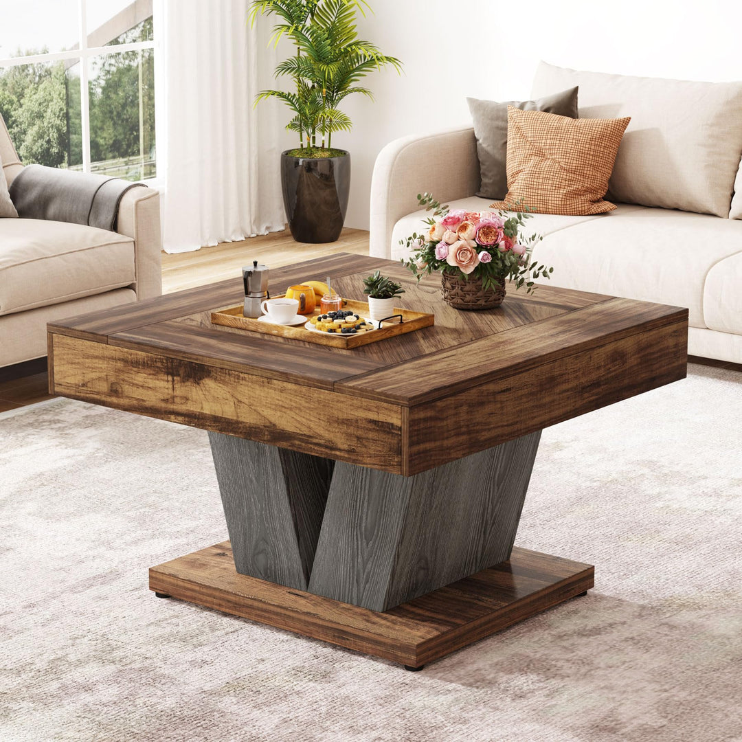 Tribesigns Quadratischer Kaffeetisch, quadratischer Holz-Kaffeetisch für Wohnzimmer, 80 cm, moderner