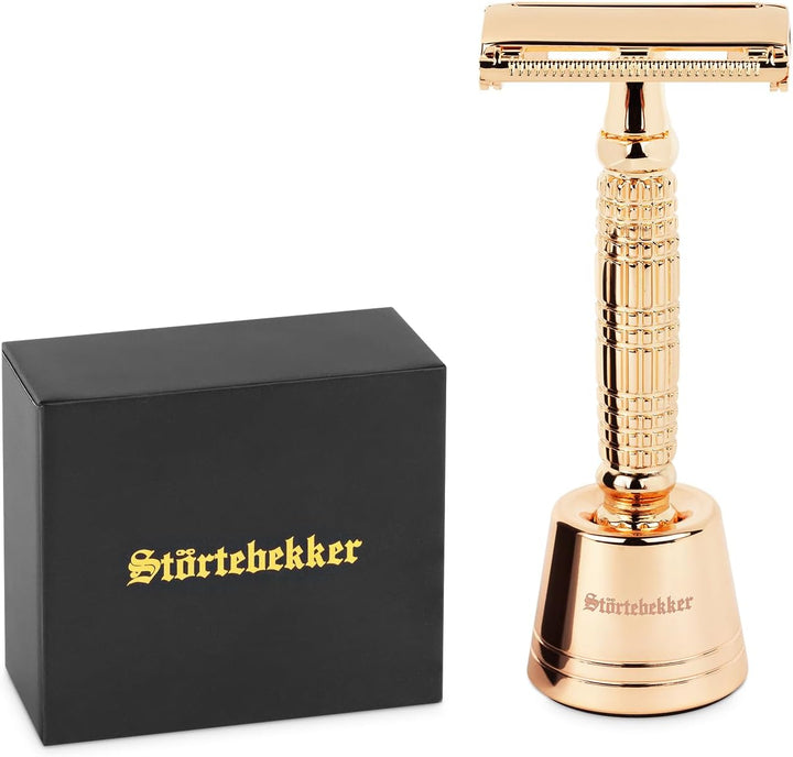 Störtebekker® Premium Rasierständer "Hamburg" aus Edelstahl in Rosé-Gold - geeignet für (Störtebekke