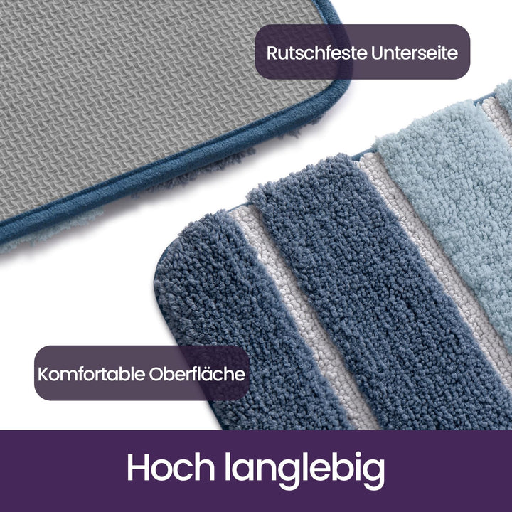 DEXI Badezimmerteppich rutschfest Badematte 60 x 110 cm,Badteppich Saugfähig Weich Maschinenwaschbar