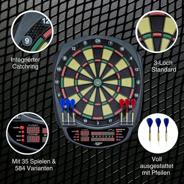 Carromco 92445 Dartboard STRIKER-401 - Elektronische Dartscheibe mit Pfeilen, Dart Set für 44204 Spi