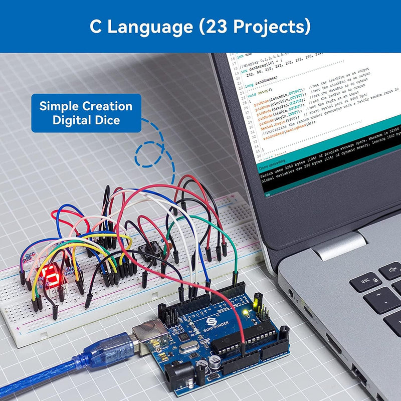 SUNFOUNDER Project Complete Starter Kit Kompatibel mit Arduino UNO R3 Arduino IDE/Scratch Codingmit