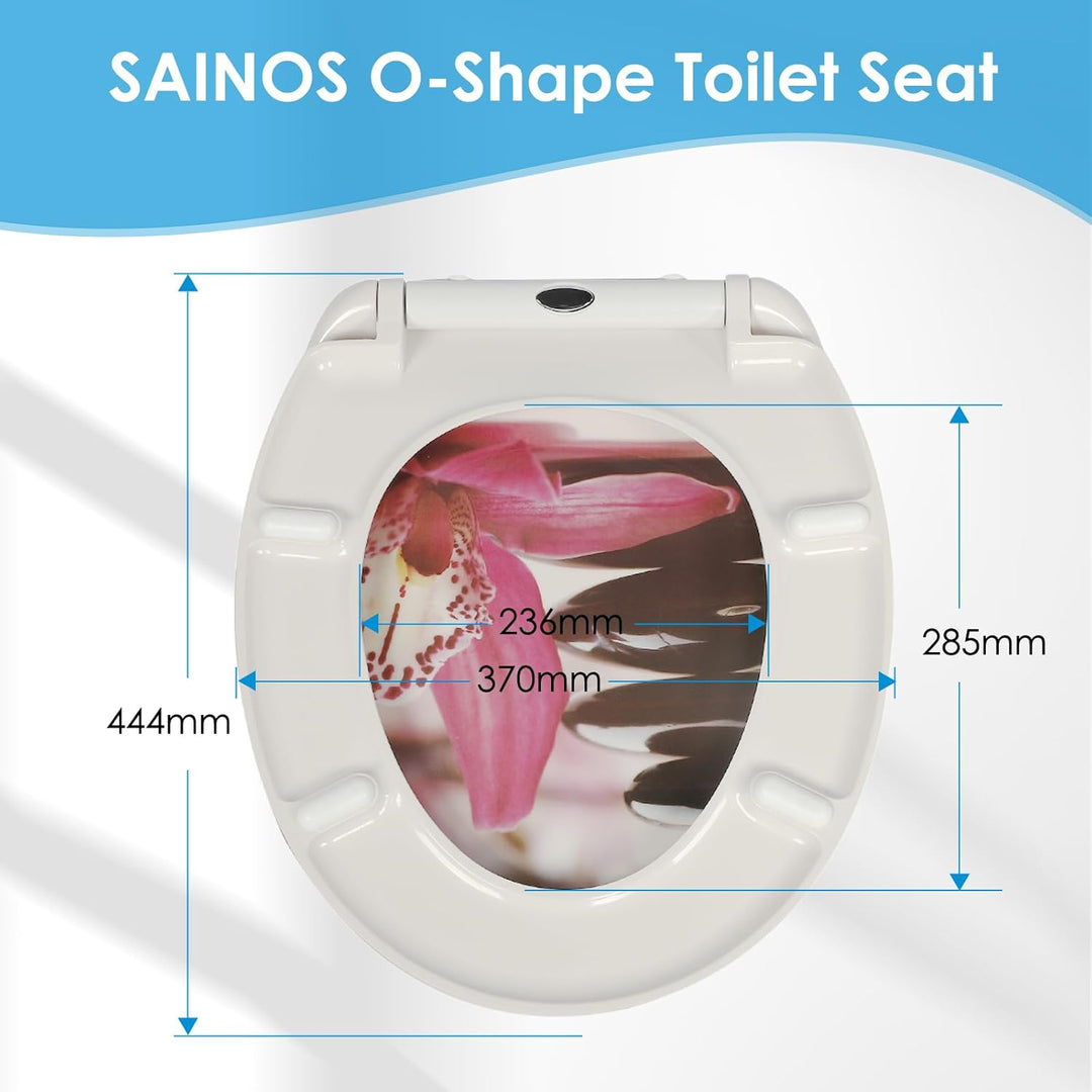Duroplast-Toilettensitz, O-förmiger Toilettendeckel mit Soft-Close-Mechanismus, Edelstahlscharnier,