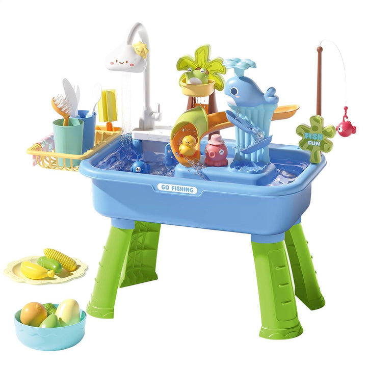 Spielwaschbecken Mit Fliessendem Wasser Und Wolken Wasserhahn, Aktivitäts Und Sensorik Spielset, Som